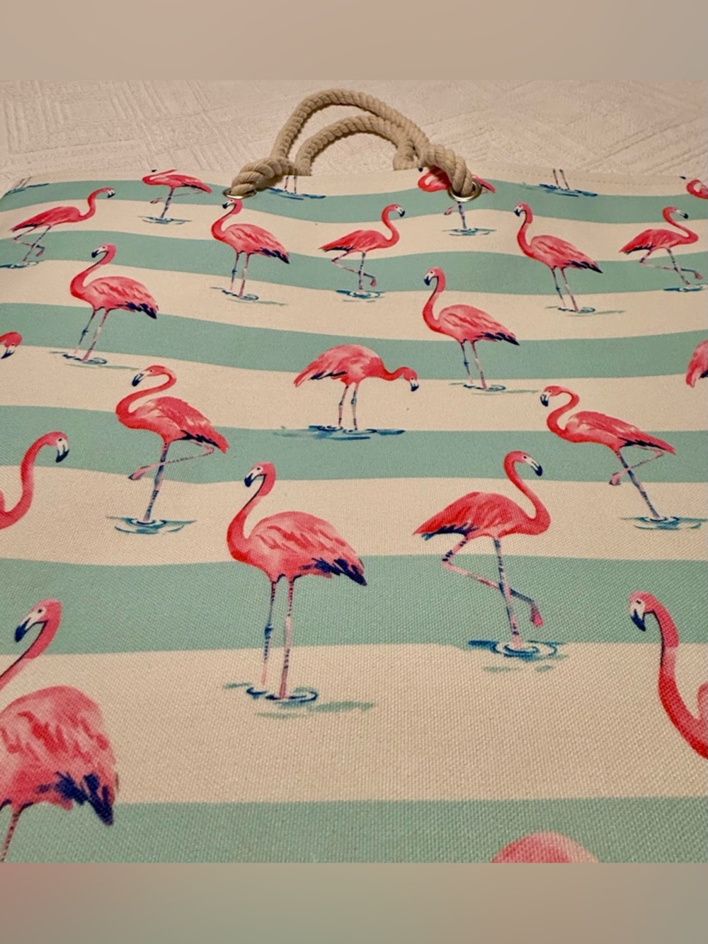 Tote bag - beach tote - flamingo - brand new w/ detached tags. 16”hx21”w - Picture 6 of 14